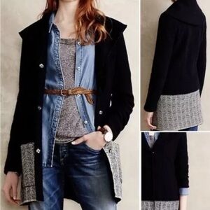Angel of the North | Anthropologie Leaf Lace Boiled Wool Sweatercoat Size Large